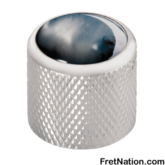 Warwick Framus & Warwick - Potentiometer Dome Knob, Black Perloid, Cap - Chrome - SP 30418 CR BLK CAP