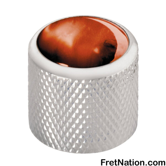 Warwick Framus & Warwick - Potentiometer Dome Knob, Brown Perloid, Cap - Chrome - SP 30418 CR BRN CAP
