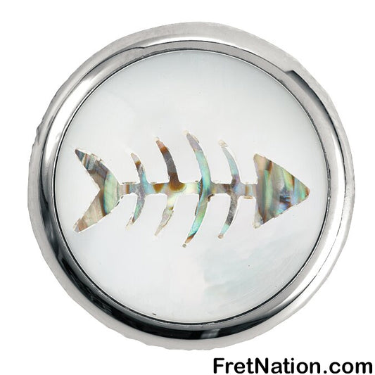 Warwick Framus & Warwick - Potentiometer Dome Knob, Fishbone, Inlay - Chrome - SP 30418 CR FISHBONE