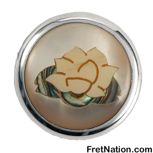 Warwick Framus & Warwick - Potentiometer Dome Knob, Lotus, Inlay - Chrome - SP 30418 CR LOTUS