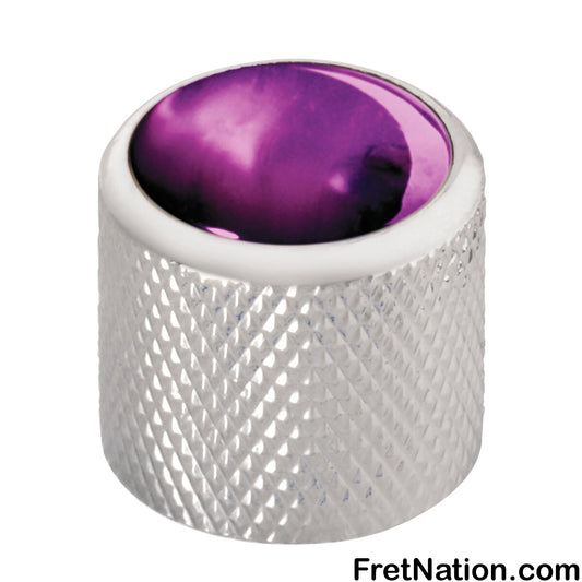 Warwick Framus & Warwick - Potentiometer Dome Knob, Purple Perloid, Cap - Chrome - SP 30418 CR PRPL CAP